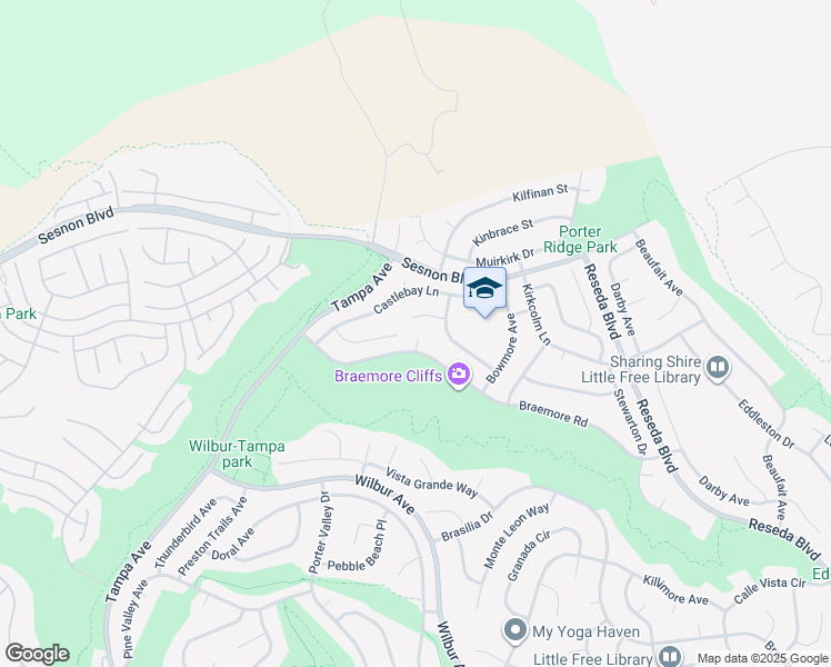 map of restaurants, bars, coffee shops, grocery stores, and more near 12115 Braemore Place in Los Angeles