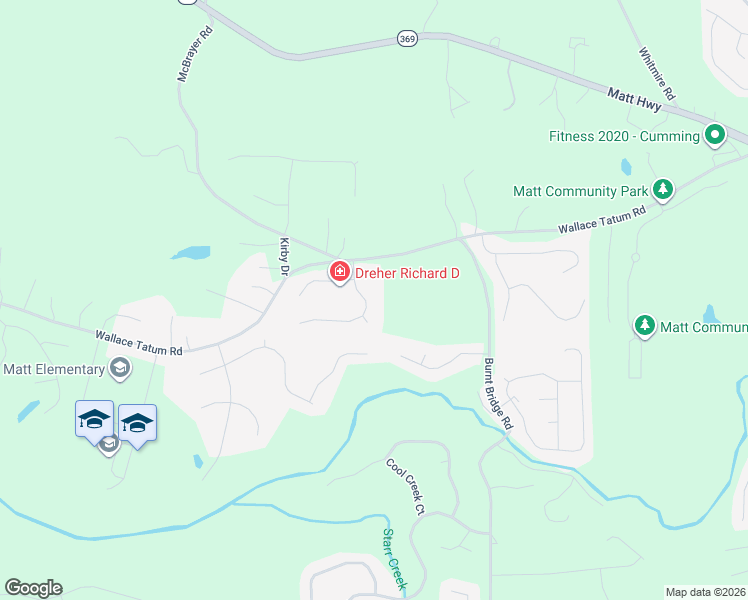 map of restaurants, bars, coffee shops, grocery stores, and more near 7135 Hunters Trace Drive in Cumming