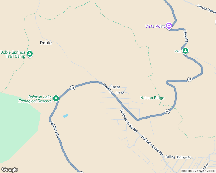 map of restaurants, bars, coffee shops, grocery stores, and more near Second Street in Big Bear