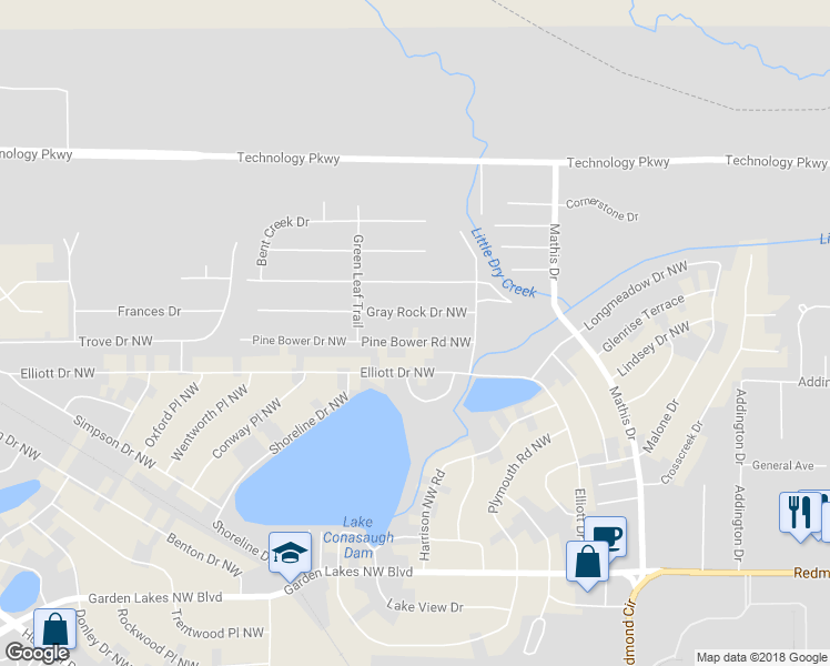 map of restaurants, bars, coffee shops, grocery stores, and more near 14 Pine Bower Road Northwest in Rome