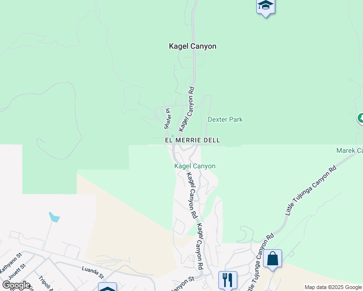 map of restaurants, bars, coffee shops, grocery stores, and more near 11153 North Trail in Los Angeles County