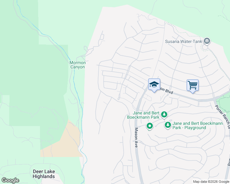 map of restaurants, bars, coffee shops, grocery stores, and more near 20802 Bur Oak Circle in Los Angeles