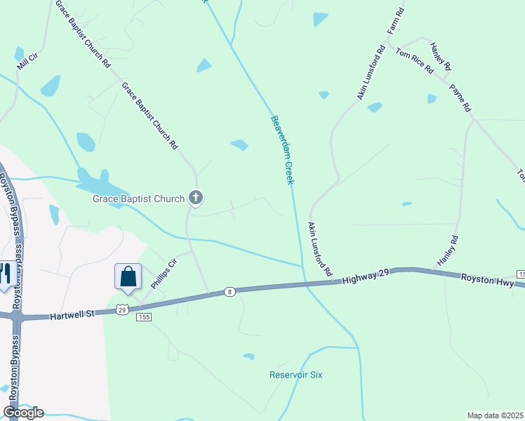 map of restaurants, bars, coffee shops, grocery stores, and more near 170 Detter Road in Canon