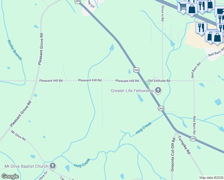 map of restaurants, bars, coffee shops, grocery stores, and more near 221 Pleasant Hill Road in Guntersville