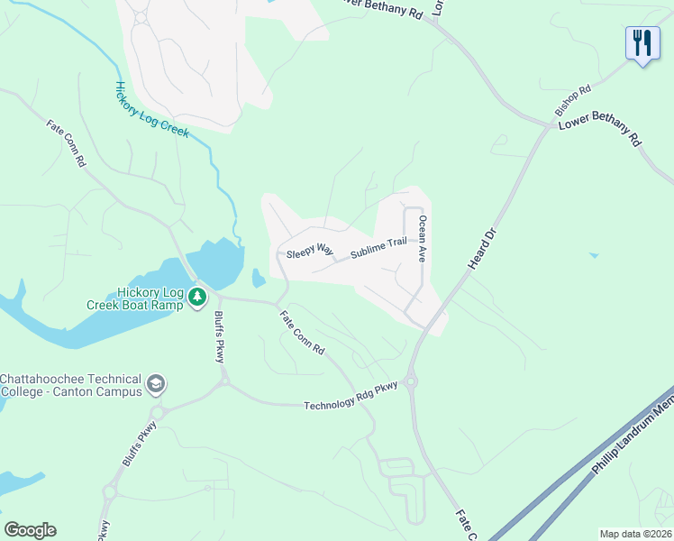 map of restaurants, bars, coffee shops, grocery stores, and more near 947 Sublime Trail in Canton