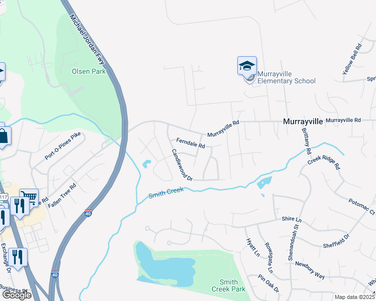 map of restaurants, bars, coffee shops, grocery stores, and more near 5013 Pine Knoll Road in Wilmington