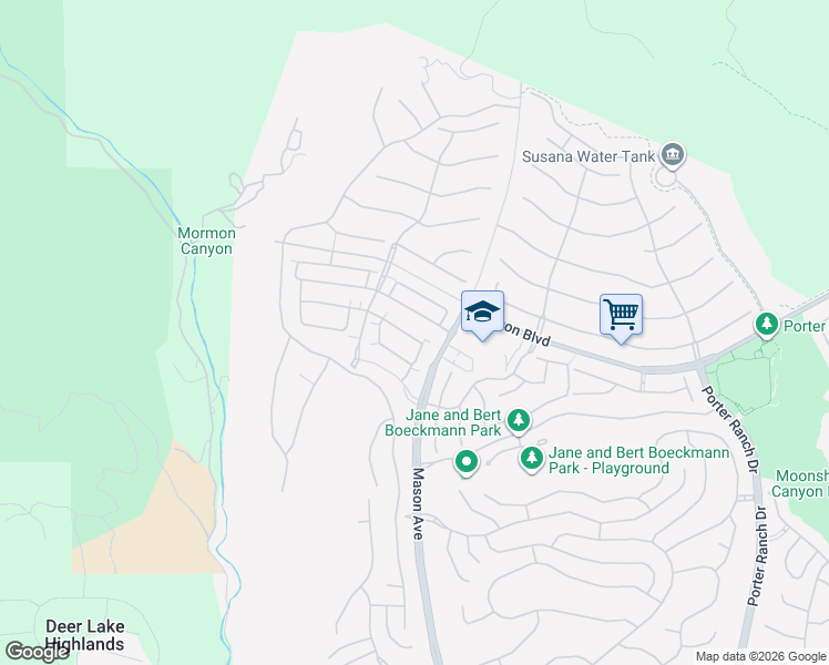 map of restaurants, bars, coffee shops, grocery stores, and more near 20643 West Chestnut Circle in Los Angeles