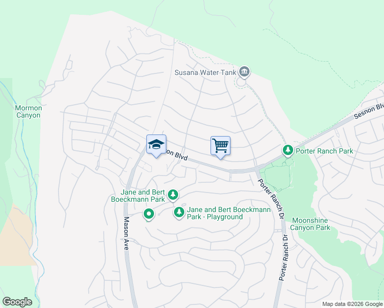 map of restaurants, bars, coffee shops, grocery stores, and more near 20356 Vía Cellini in Los Angeles