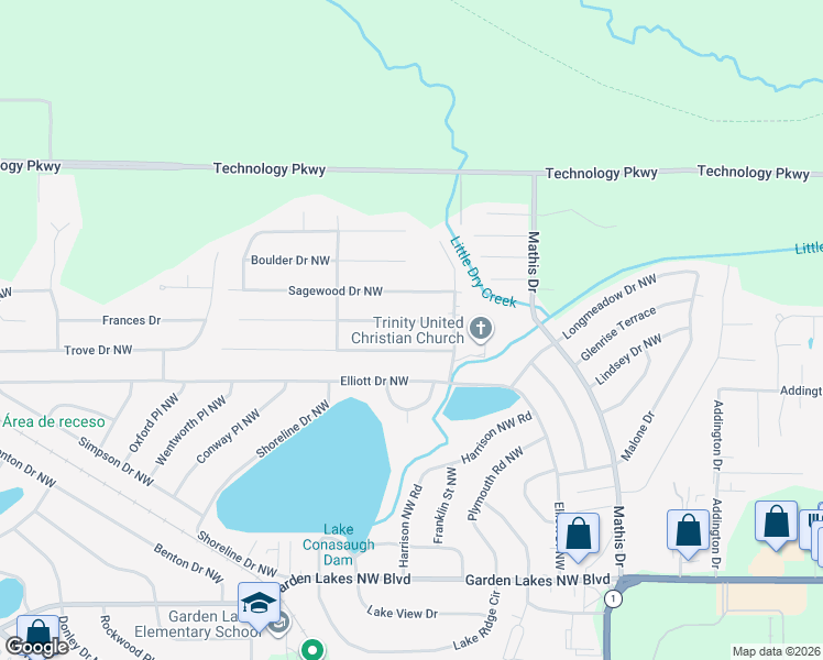 map of restaurants, bars, coffee shops, grocery stores, and more near 14 Pine Bower Road Northwest in Rome
