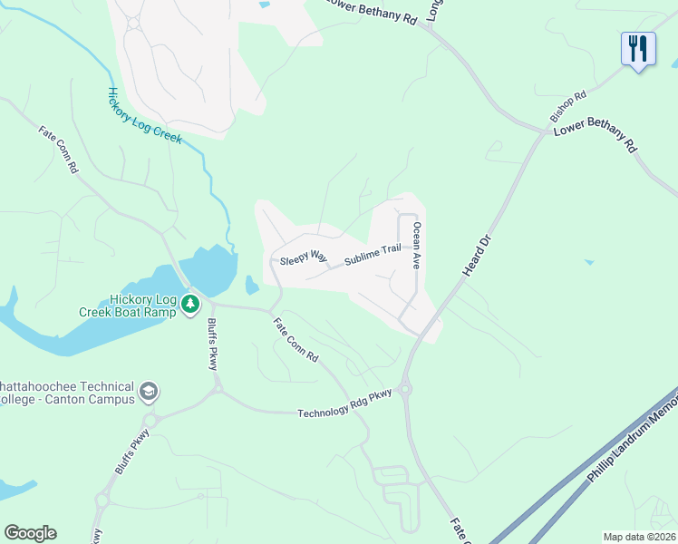 map of restaurants, bars, coffee shops, grocery stores, and more near 943 Sublime Trail in Canton