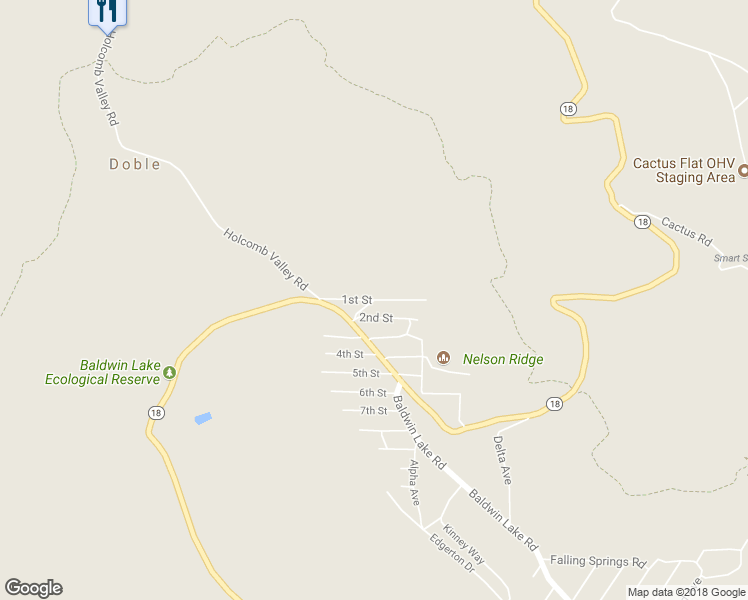 map of restaurants, bars, coffee shops, grocery stores, and more near 1st Street in Big Bear