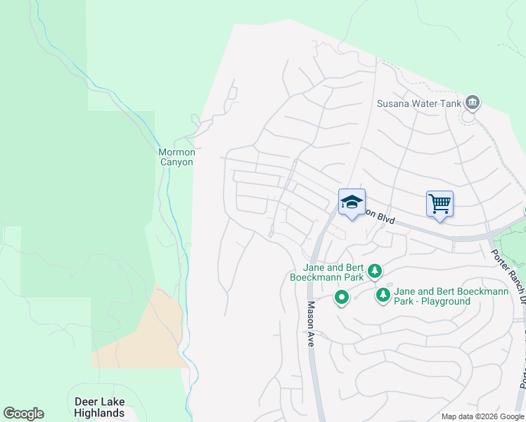 map of restaurants, bars, coffee shops, grocery stores, and more near 20807 Acorn Circle in Los Angeles