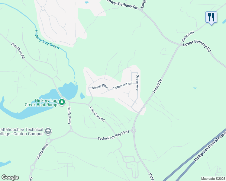 map of restaurants, bars, coffee shops, grocery stores, and more near 941 Sublime Trail in Canton