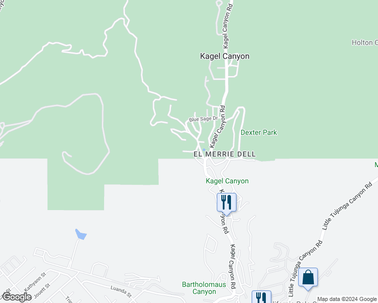 map of restaurants, bars, coffee shops, grocery stores, and more near Santol Drive in Los Angeles County