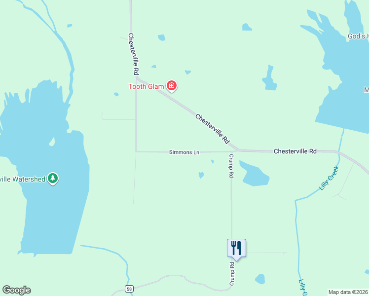 map of restaurants, bars, coffee shops, grocery stores, and more near 238 Simmons Lane in Pontotoc County