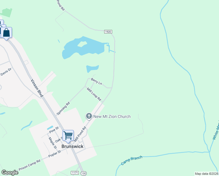 map of restaurants, bars, coffee shops, grocery stores, and more near 1642 Mill Pond Road in Whiteville