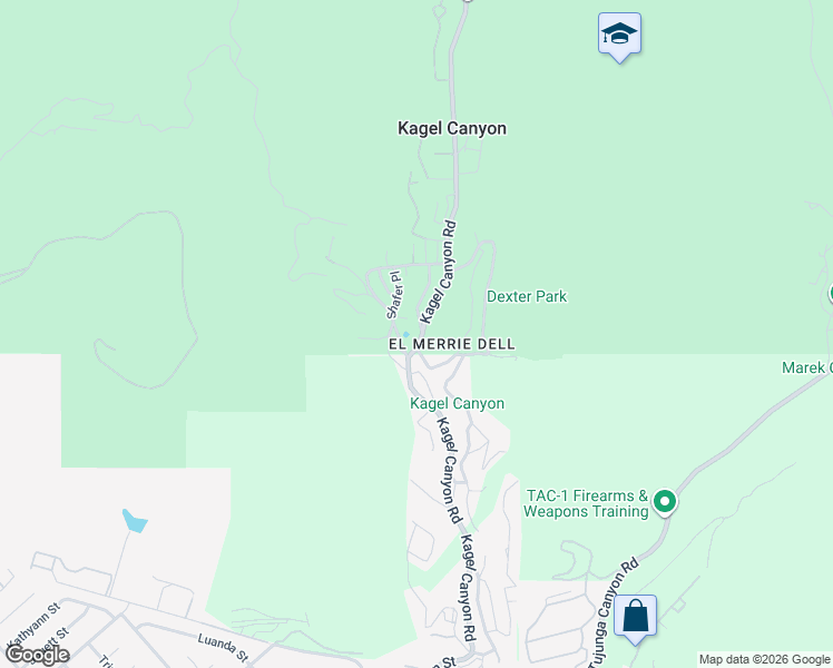 map of restaurants, bars, coffee shops, grocery stores, and more near 12449 Kagel Canyon Road in Los Angeles County