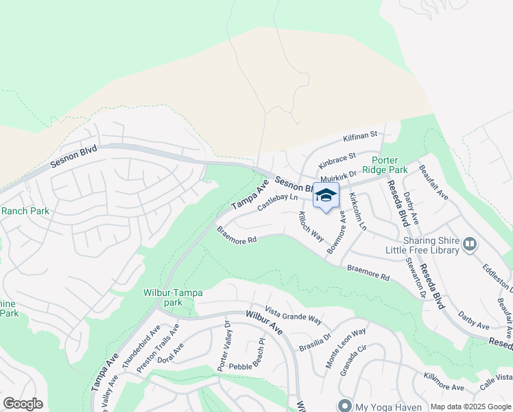 map of restaurants, bars, coffee shops, grocery stores, and more near 19201 Castlebay Lane in Los Angeles