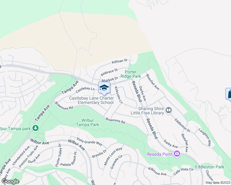 map of restaurants, bars, coffee shops, grocery stores, and more near 12171 Kirkcolm Lane in Los Angeles