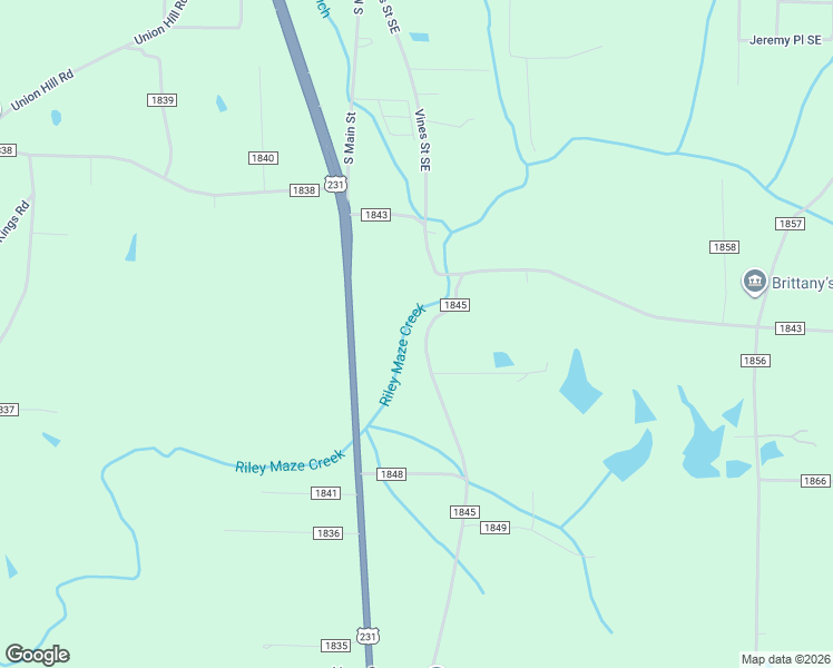 map of restaurants, bars, coffee shops, grocery stores, and more near 251 County Road 1845 in Arab