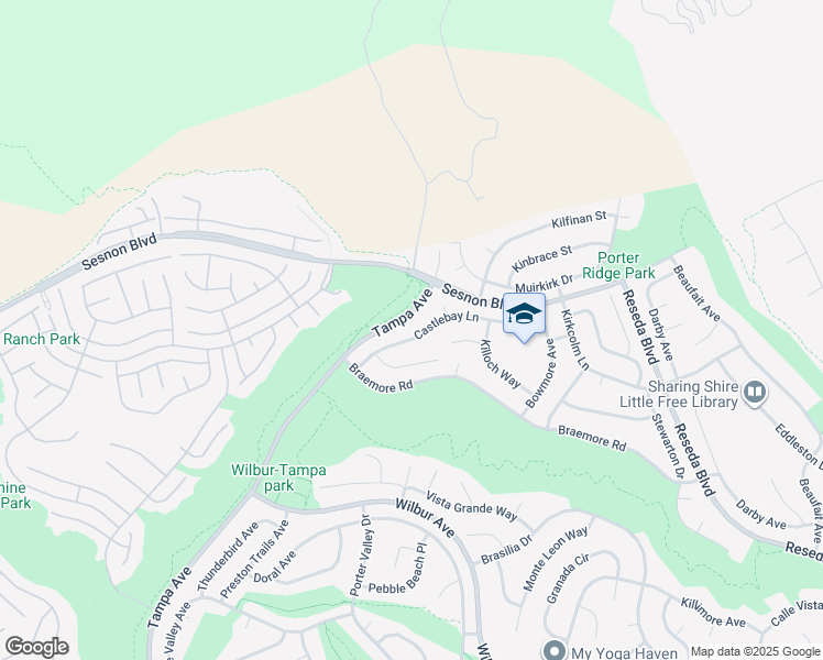 map of restaurants, bars, coffee shops, grocery stores, and more near 19201 Castlebay Lane in Los Angeles