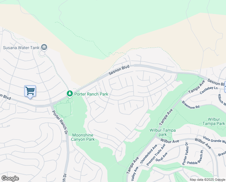 map of restaurants, bars, coffee shops, grocery stores, and more near 19750 Crystal Hills Drive in Los Angeles
