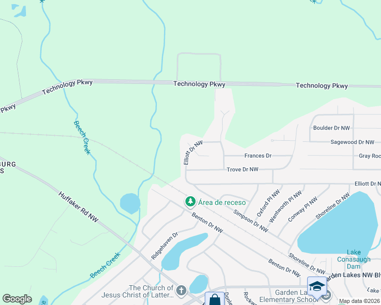 map of restaurants, bars, coffee shops, grocery stores, and more near 674 Elliott Drive Northwest in Rome