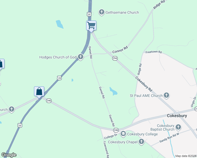 map of restaurants, bars, coffee shops, grocery stores, and more near 328 Daniel Road in Hodges