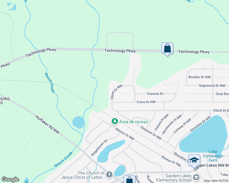 map of restaurants, bars, coffee shops, grocery stores, and more near 674 Elliott Drive Northwest in Rome
