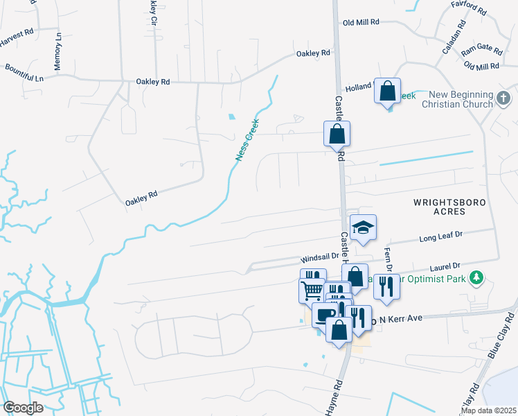 map of restaurants, bars, coffee shops, grocery stores, and more near 126 Whitman Avenue in Castle Hayne