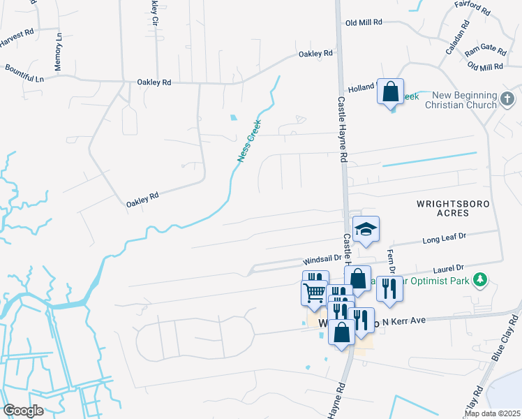 map of restaurants, bars, coffee shops, grocery stores, and more near 126 Whitman Avenue in Castle Hayne