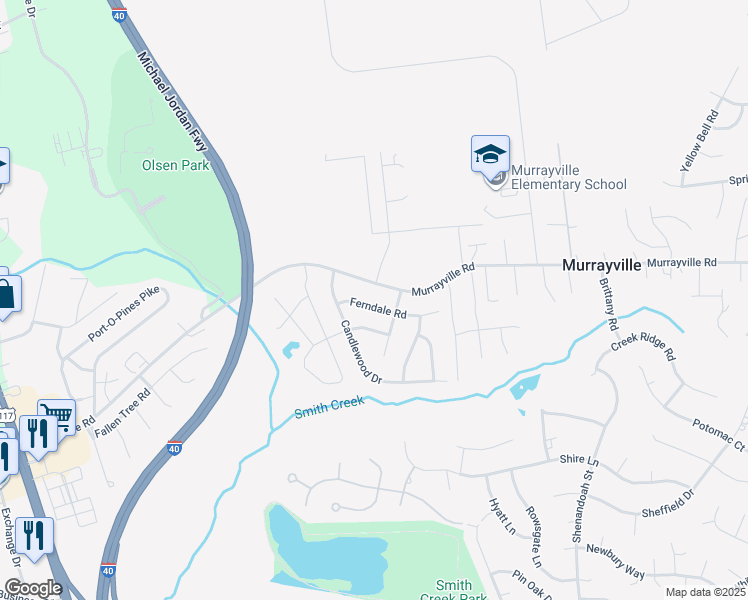 map of restaurants, bars, coffee shops, grocery stores, and more near 5021 Ferndale Road in Wilmington