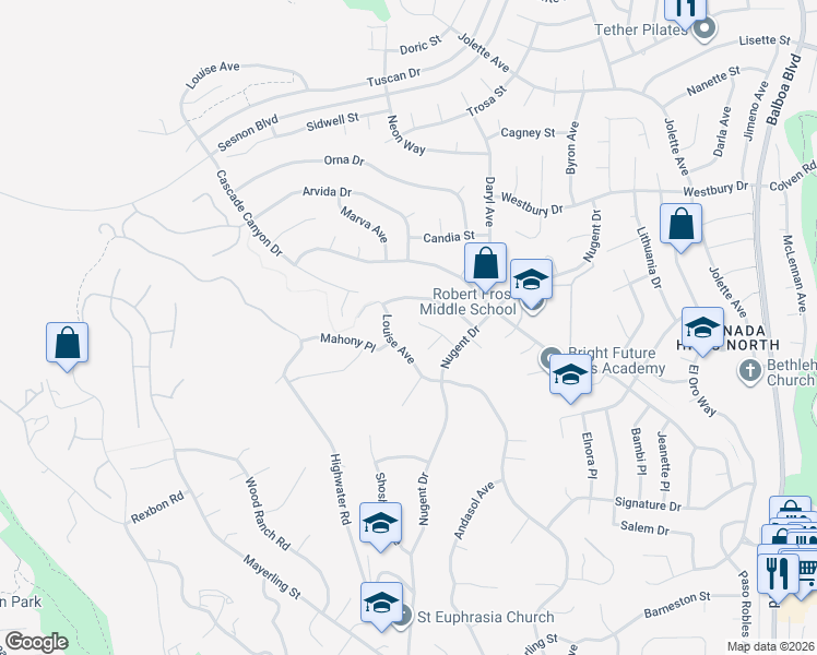 map of restaurants, bars, coffee shops, grocery stores, and more near 17472 Golden Lane in Los Angeles