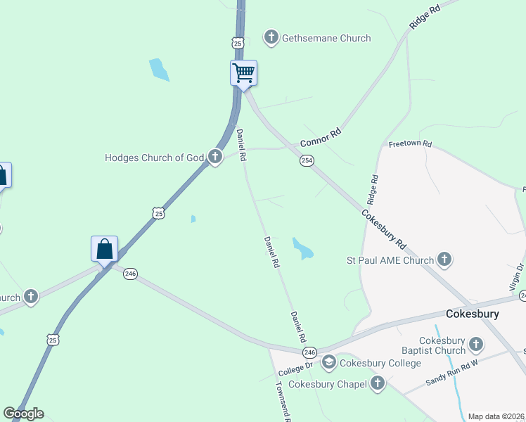 map of restaurants, bars, coffee shops, grocery stores, and more near 328 Daniel Road in Hodges