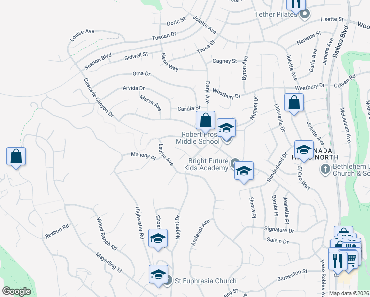 map of restaurants, bars, coffee shops, grocery stores, and more near 17457 Golden Lane in Los Angeles