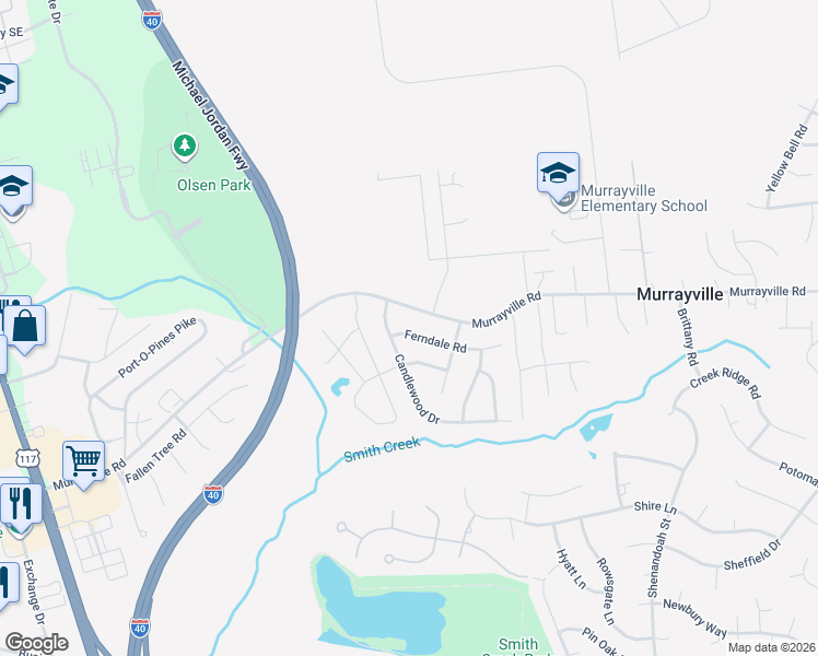 map of restaurants, bars, coffee shops, grocery stores, and more near 5009 Ferndale Road in Wilmington