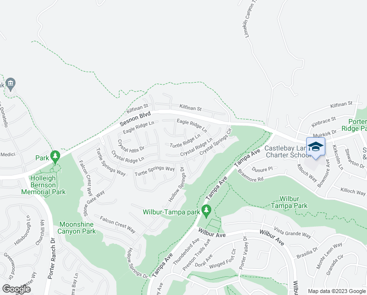map of restaurants, bars, coffee shops, grocery stores, and more near 19526 Turtle Ridge Lane in Los Angeles
