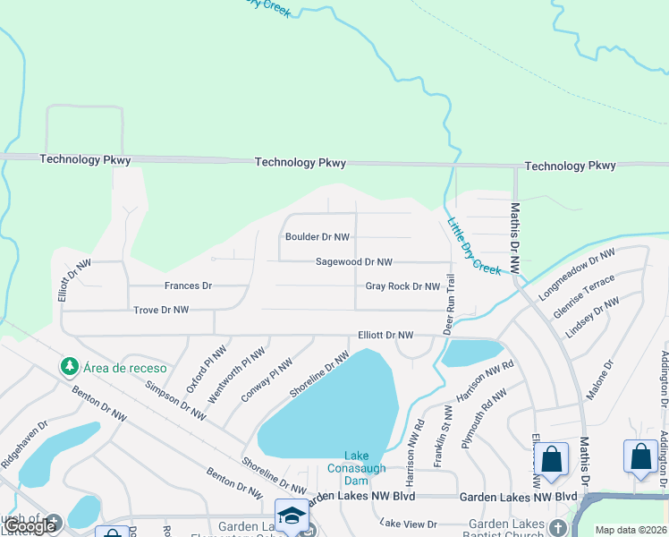 map of restaurants, bars, coffee shops, grocery stores, and more near 103 Sagewood Drive Northwest in Rome
