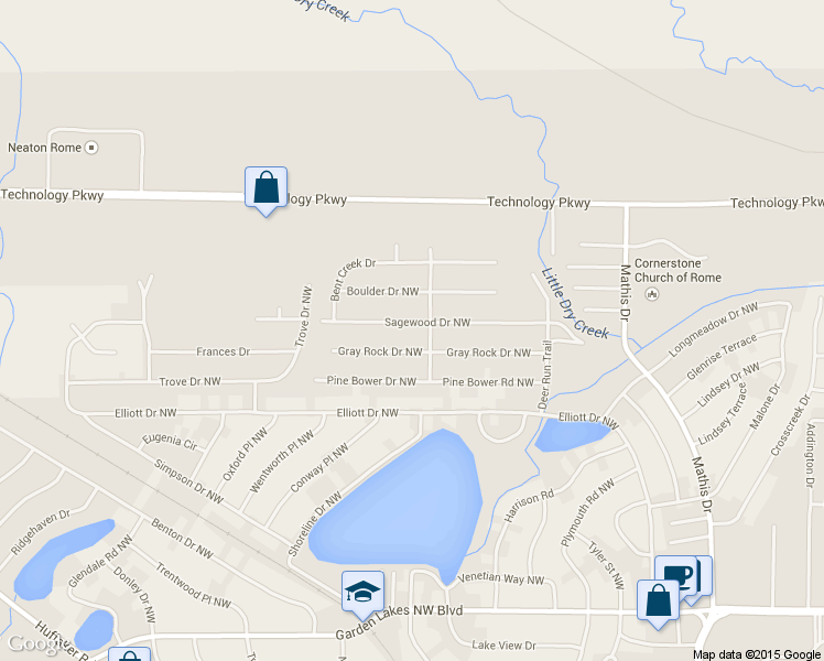 map of restaurants, bars, coffee shops, grocery stores, and more near 103 Sagewood Dr NW in Rome