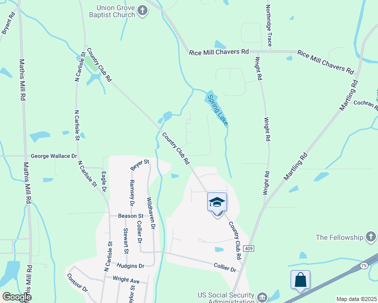 map of restaurants, bars, coffee shops, grocery stores, and more near 634 Country Club Road in Albertville