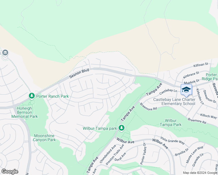 map of restaurants, bars, coffee shops, grocery stores, and more near 19541 Turtle Ridge Lane in Los Angeles