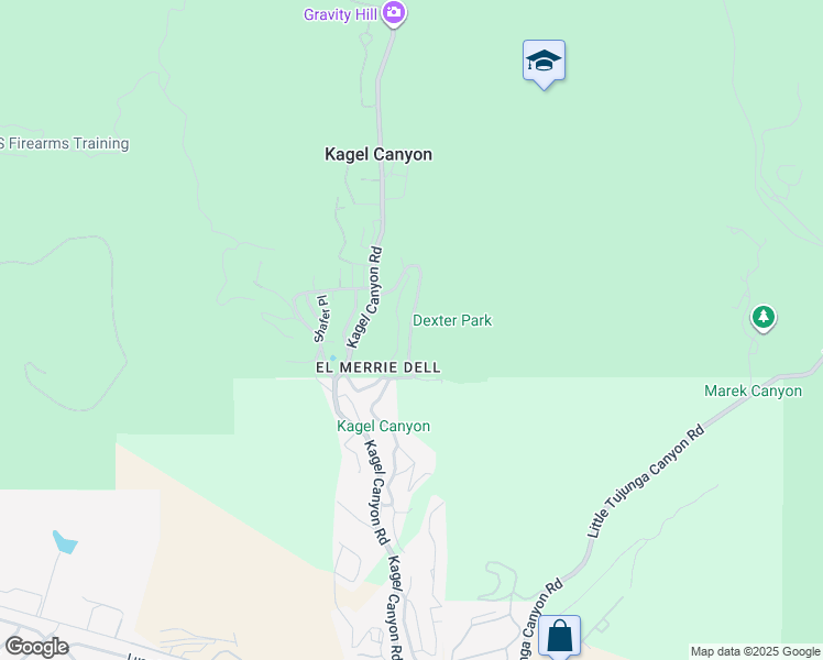 map of restaurants, bars, coffee shops, grocery stores, and more near North Trail in Los Angeles County