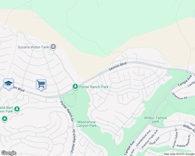 map of restaurants, bars, coffee shops, grocery stores, and more near 19905 Eagle Ridge Lane in Los Angeles