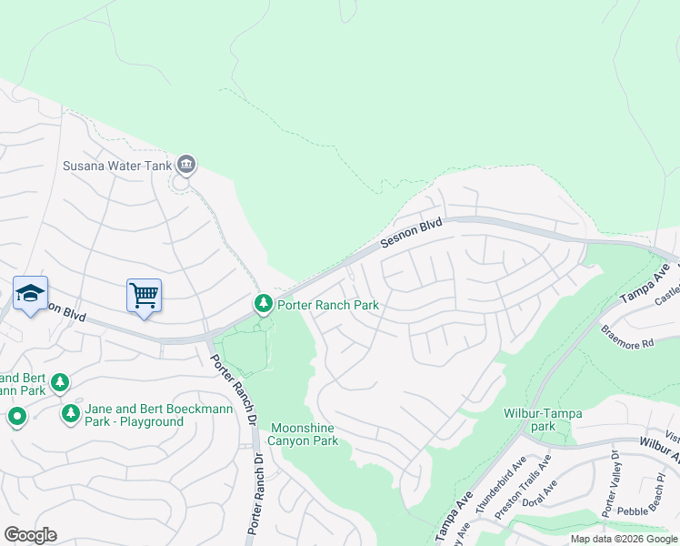 map of restaurants, bars, coffee shops, grocery stores, and more near 19905 Eagle Ridge Lane in Los Angeles