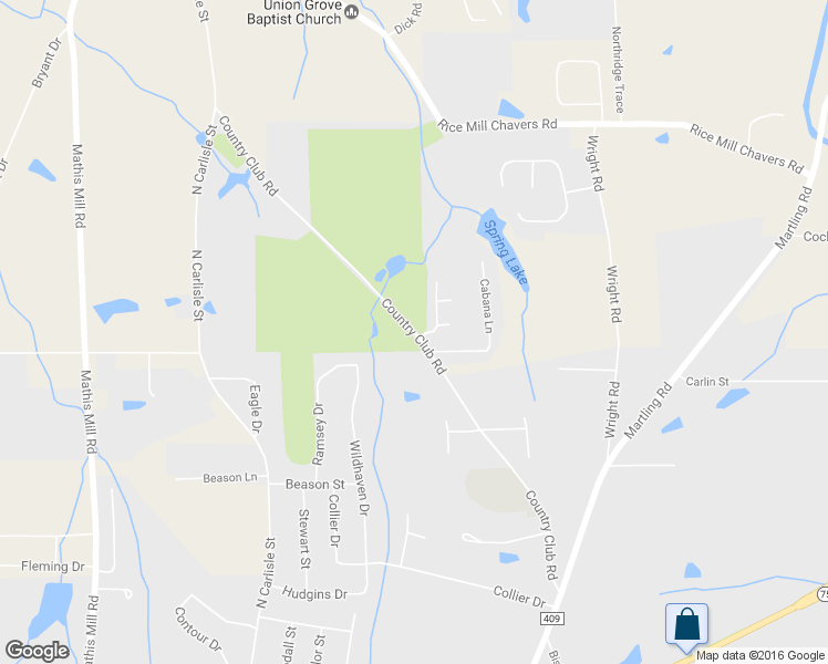 map of restaurants, bars, coffee shops, grocery stores, and more near Country Club Road in Albertville