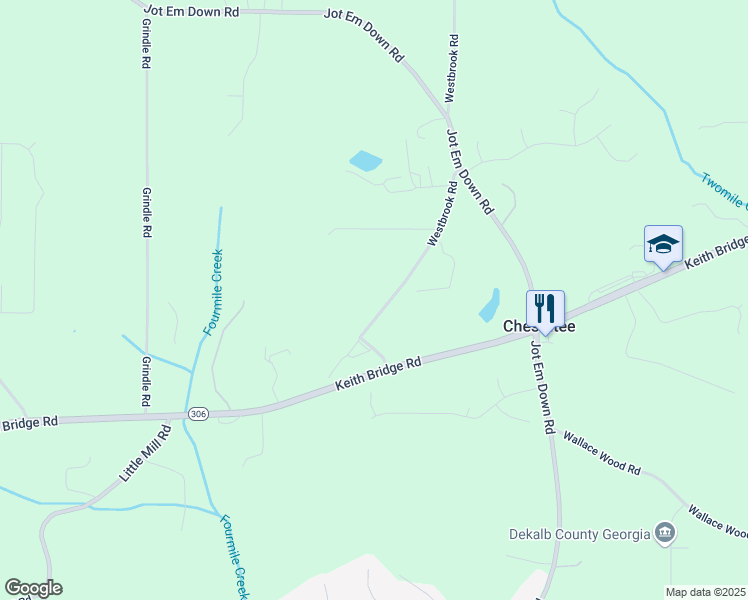 map of restaurants, bars, coffee shops, grocery stores, and more near 6545 Westbrook Road in Gainesville