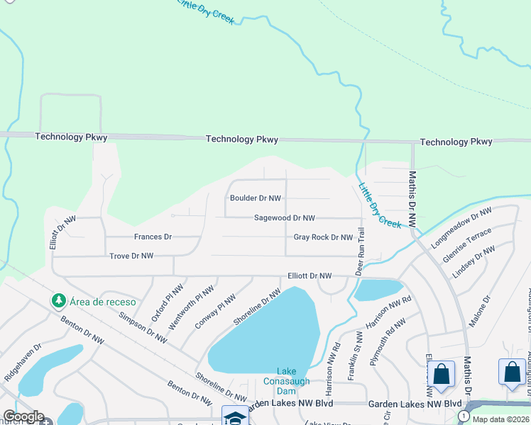 map of restaurants, bars, coffee shops, grocery stores, and more near 103 Sagewood Drive Northwest in Rome