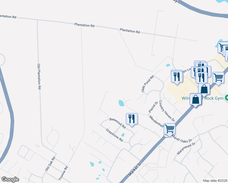 map of restaurants, bars, coffee shops, grocery stores, and more near 212 Elmhurst Road in Wilmington