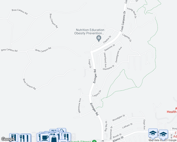 map of restaurants, bars, coffee shops, grocery stores, and more near 1760 Peregrine Court in Simi Valley
