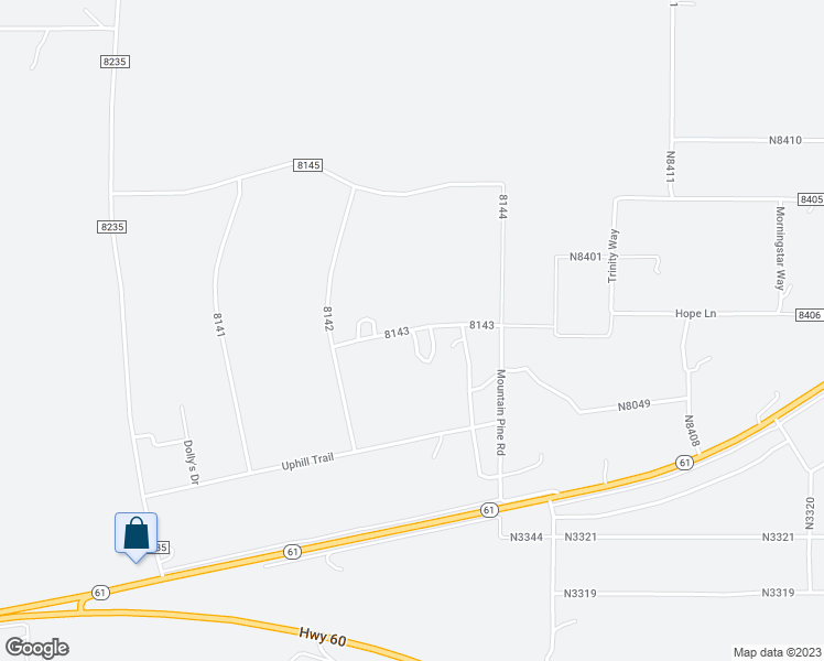 map of restaurants, bars, coffee shops, grocery stores, and more near Ridge View Drive in Concho